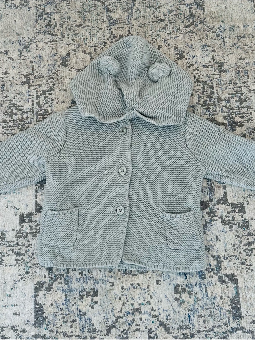 Baby Gap Hooded Knit Bear Ear Sweater 🐻 Light Gray